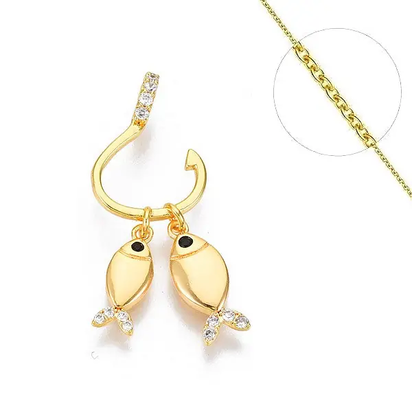Jusqu’à Épuisement Des Stocks Collier chaine et pendentif zircon cubique hameçon poissons