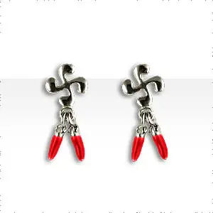 Acheter Direct BIJOUX PIMENT BASQUE | Boucles d'oreilles Argent Croix basque & piments | COLLECTION BASQUE | MADILAR |