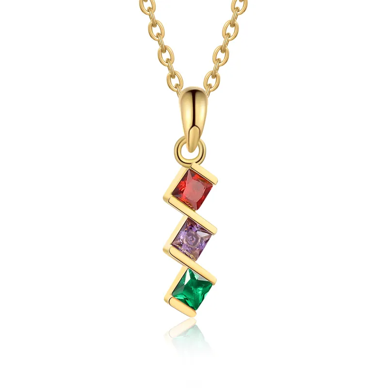 Livraison Gratuite Collier Femmes 3 Pierres de Naissance Personnalisés