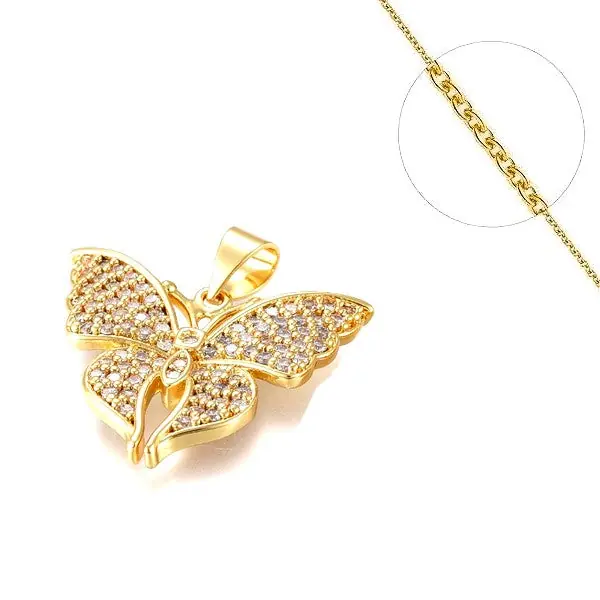 Collier chaine et pendentif zircon cubique papillon Premium