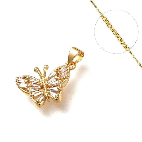 Collier chaine et pendentif zircon cubique papillon Satisfait Ou Remboursé