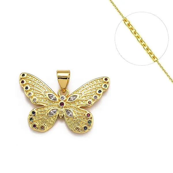 Expédié Aujourd’hui Collier chaine et pendentif zircon cubique papillon