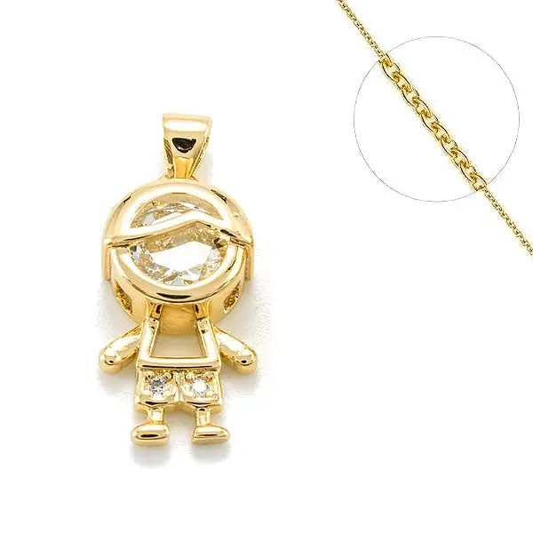 Gros Lot Collier chaine et pendentif zircon cubique petit garçon