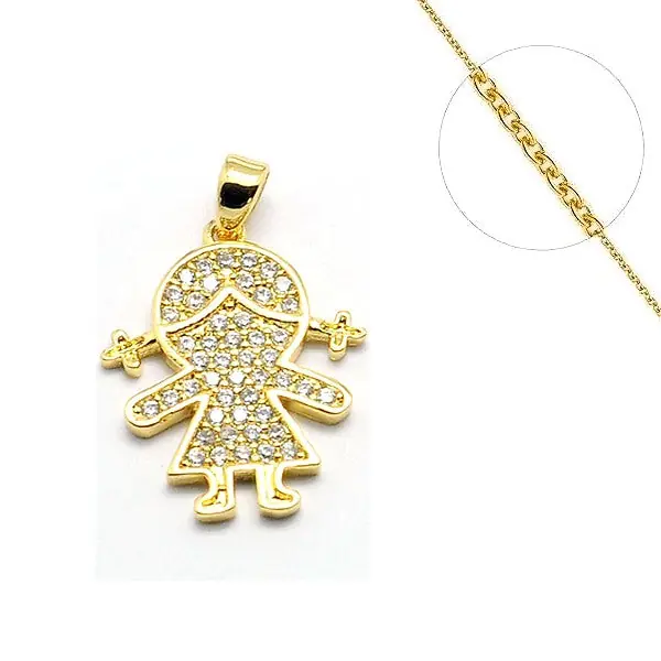 Collier chaine et pendentif zircon cubique petite fille Nouvelle Collection