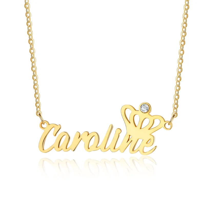 Meilleure Qualité Collier Prénom Avec Couronne Pour Les Femmes Personnalisé