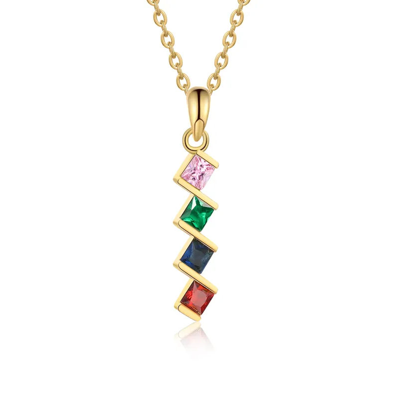 Solde Collier Femmes 4 Pierres de Naissance Personnalisés