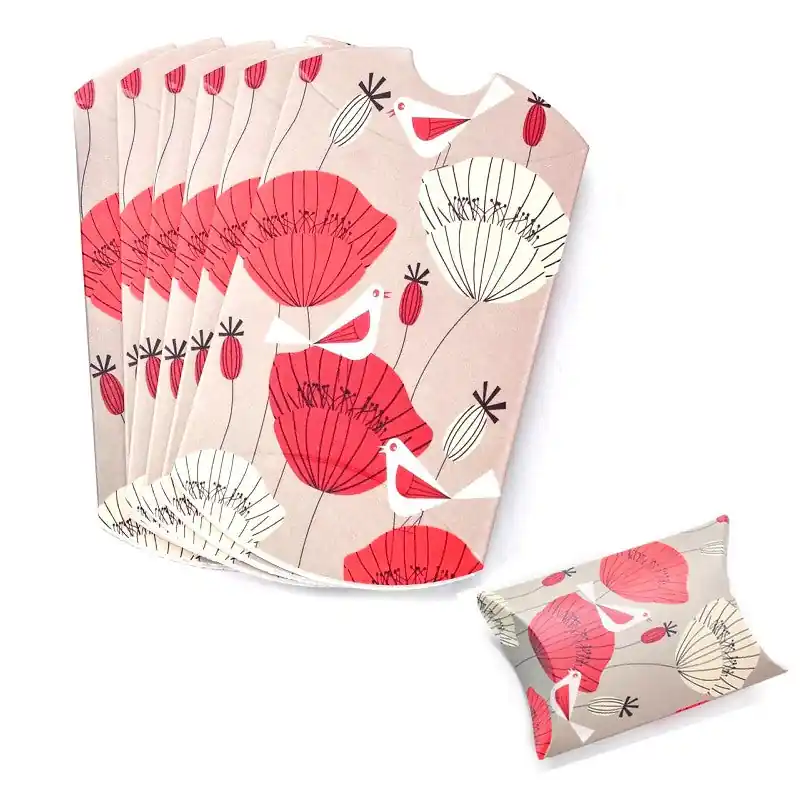 Lot de 10 berlingots oreillers boites cadeaux motif coquelicots Satisfait Ou Remboursé