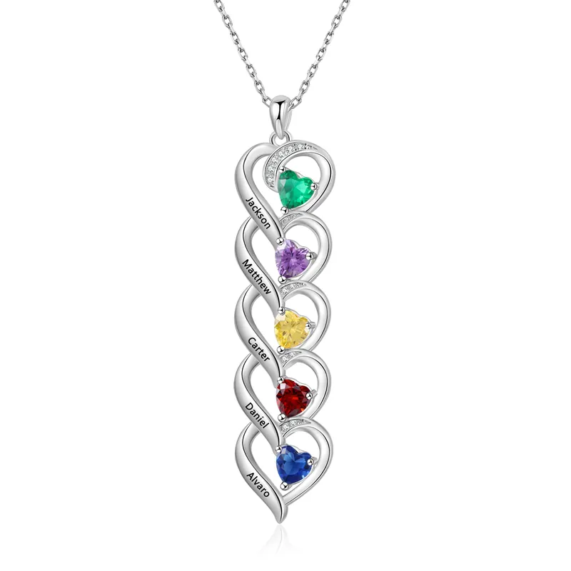 Soldes Collier Pendentif Cœur 5 Prénoms Personnalisés Collier Femmes