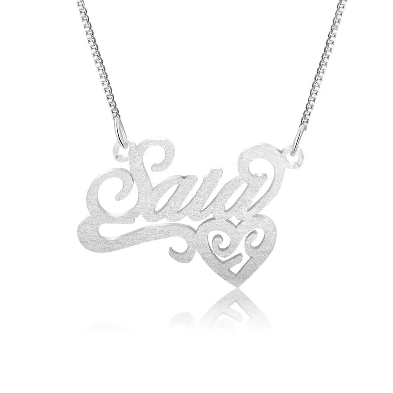 Collier Prénom Personnalisé avec Cœur Pendentif Pour Femmes Achat Immédiat
