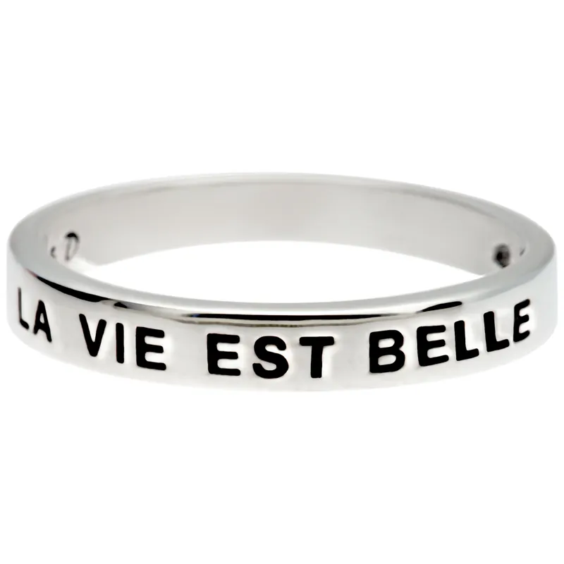 Promotion Bague en Argent 925 message LA VIE EST BELLE