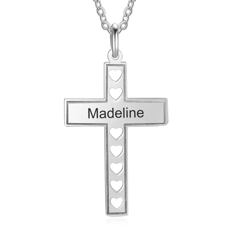 Meilleur Prix Collier Pendentif Croix et Cœur 1 Prénom Personnalisé pour Femmes