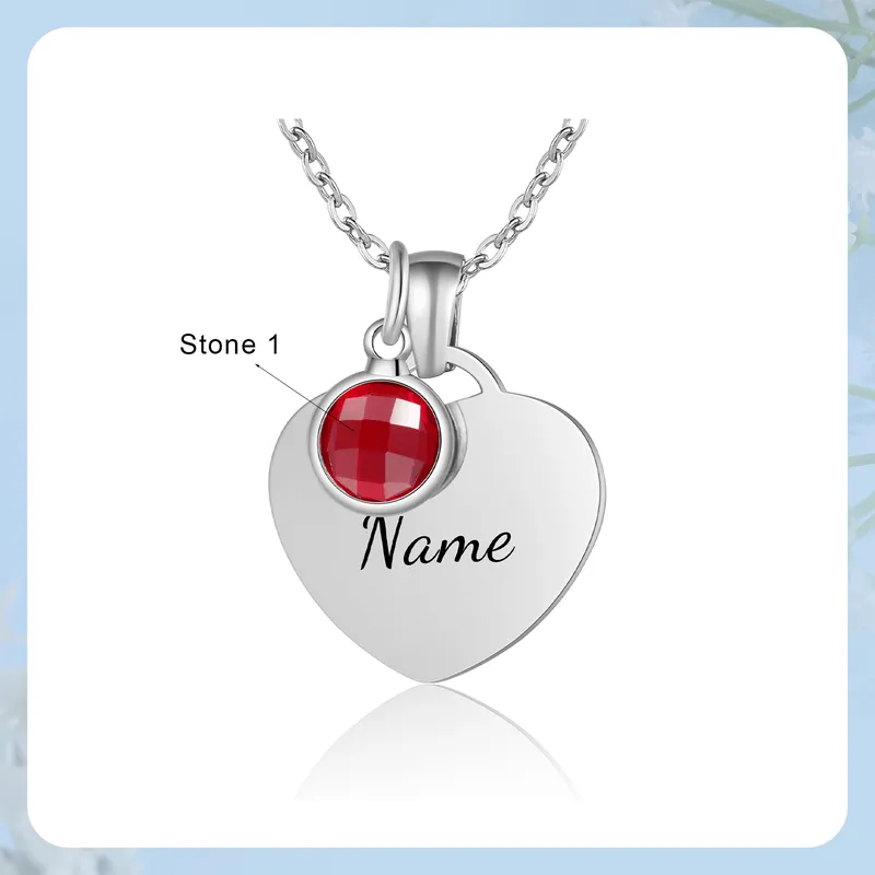 Produit De Marque Collier Cœur 1 Prénom Personnalisé avec 1-3 Pierres de naissance pour Femme
