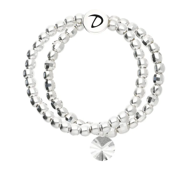 Dernière Chance Bague Double Élastique Argent 925 Pastille Ciselée