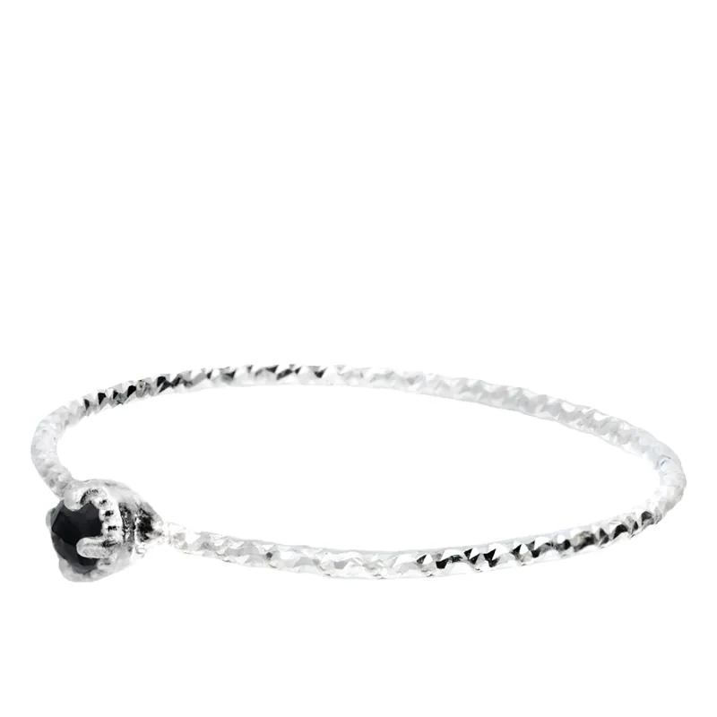 Super Prix BAGUE ANNEAU FIN CISELÉ MINI PIERRE NOIRE