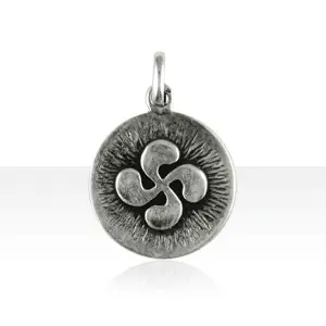 Vente Flash PENDENTIF CROIX BASQUE | Médaille Argent STRIEE CB PLEINE| BIJOUX BASQUES | MADILAR |