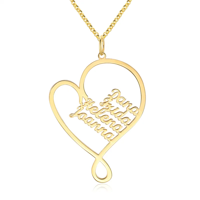 Collier Prénom Personnalis cœur 4 Prénoms Meilleure Vente