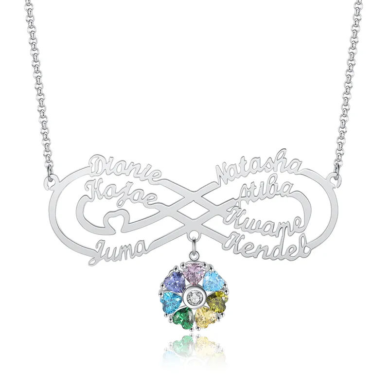 Collier Forever Love Infini 7 Prénoms 7 pierre de naissance Pour Elle Acheter Direct