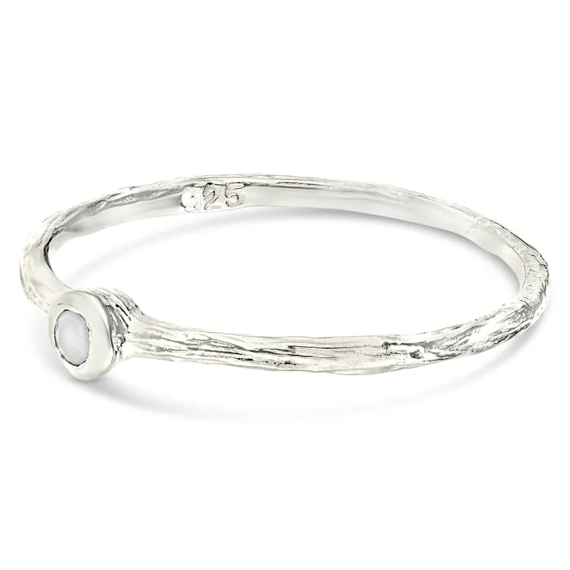 Vente Flash BAGUE ANNEAU FIN MARTELÉ MINI PIERRE GRISE