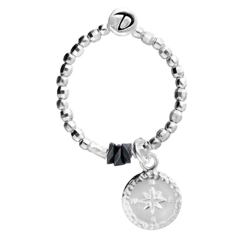 Quantité Limitée BAGUE ÉLASTIQUE ROSE DES VENTS PERLES HEMATITES