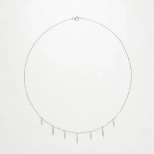 Prix Réduit Collier Or Blanc 375/1000 "Lueurs" Diamants 0,12/40 0,06/7