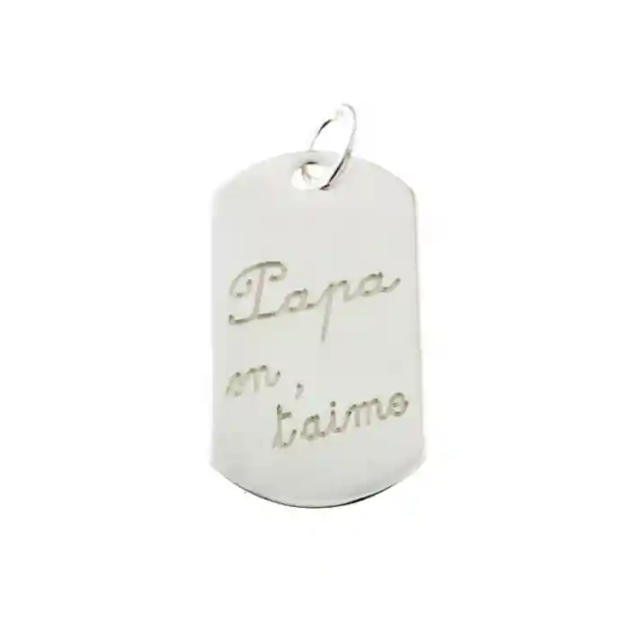 Super Prix Pendentif plaque en argent "Papa on t'aime"