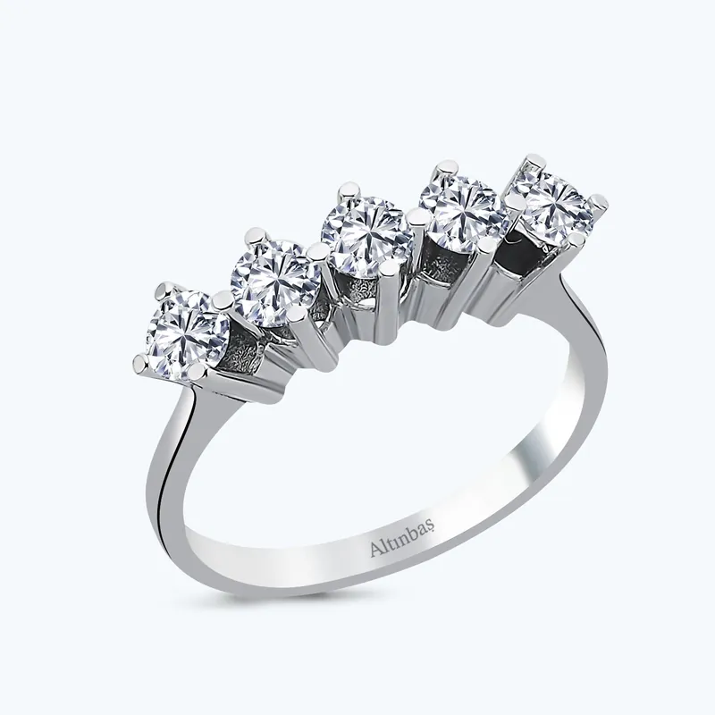 Bague Or Cinq Pierre En Vogue