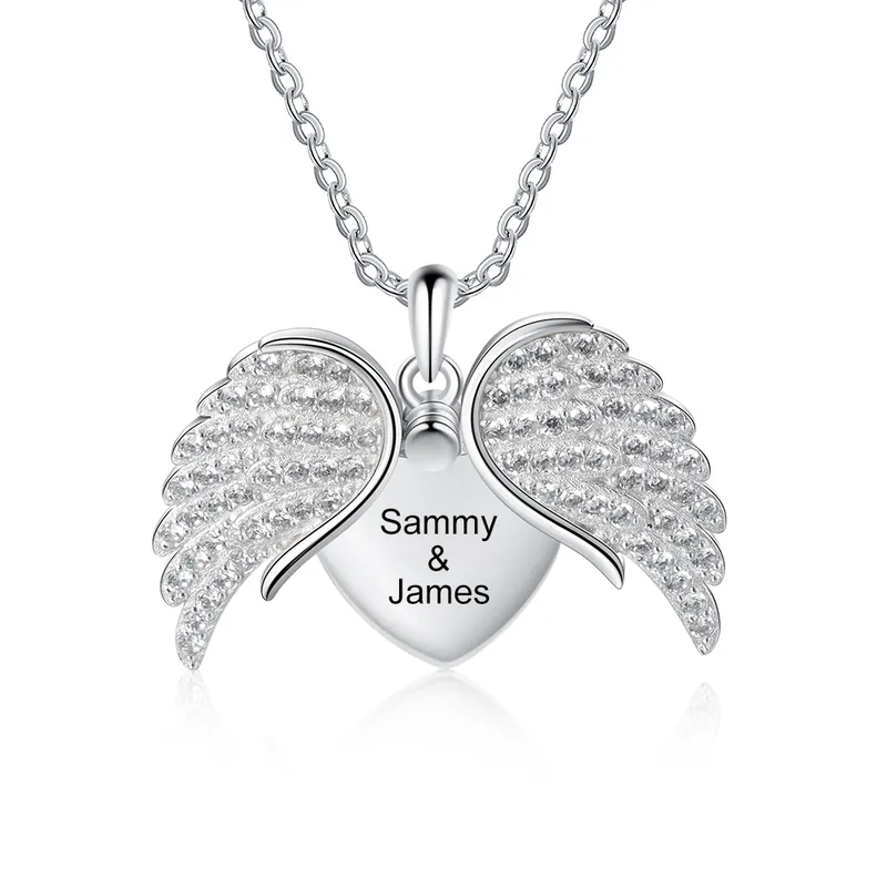 Collier 2 prénom personnalisé Aile Authentique