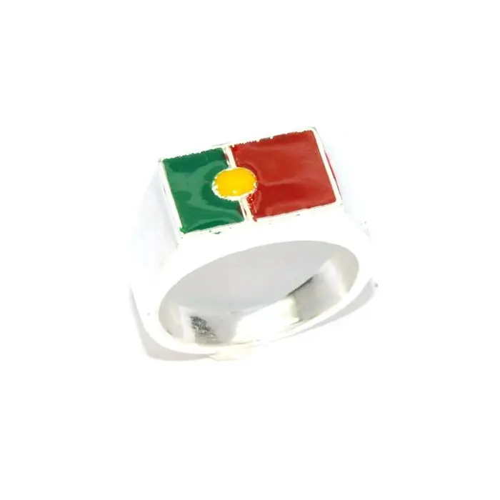 Chevalière homme en argent avec le drapeau Portugais Paiement Sécurisé