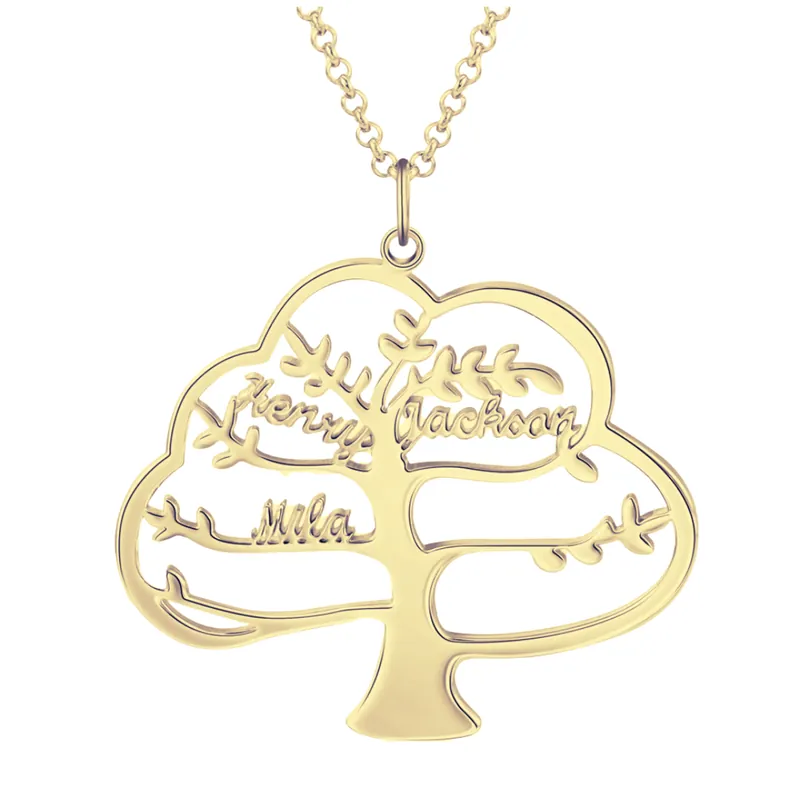 Achat Immédiat Collier Arbre de vie Arbre généalogique 4 prenoms personnalisés