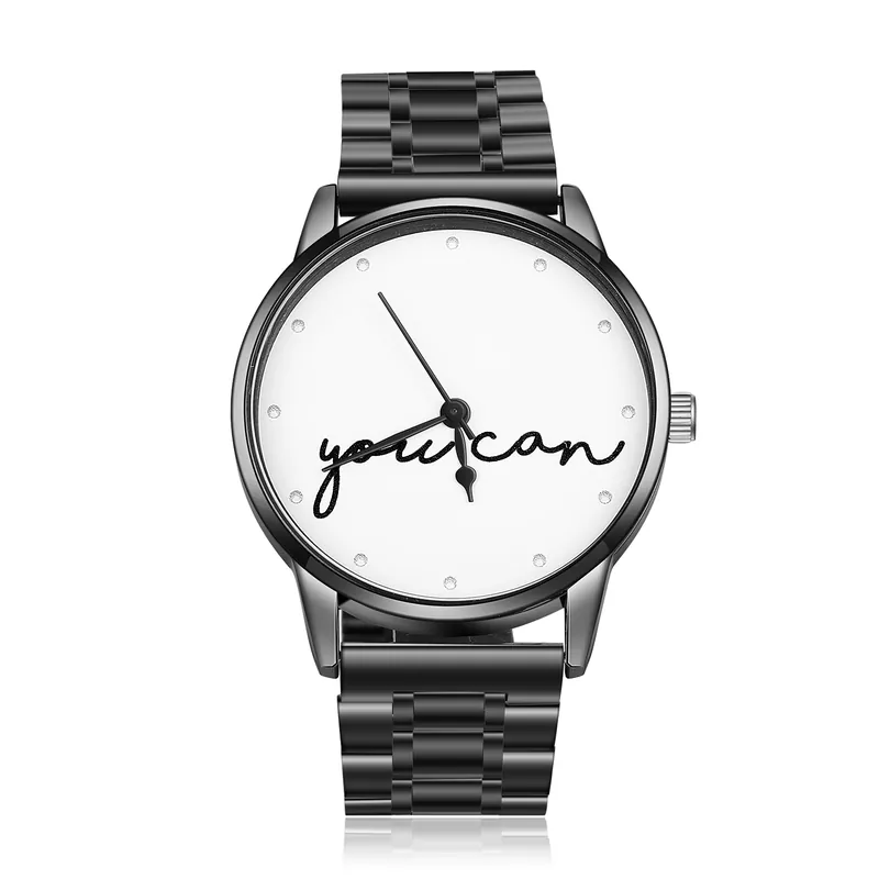 Montre Personnalisée Texte avec Gravure du prénom ou Message Bracelet en acier inoxydable Prix Cassé
