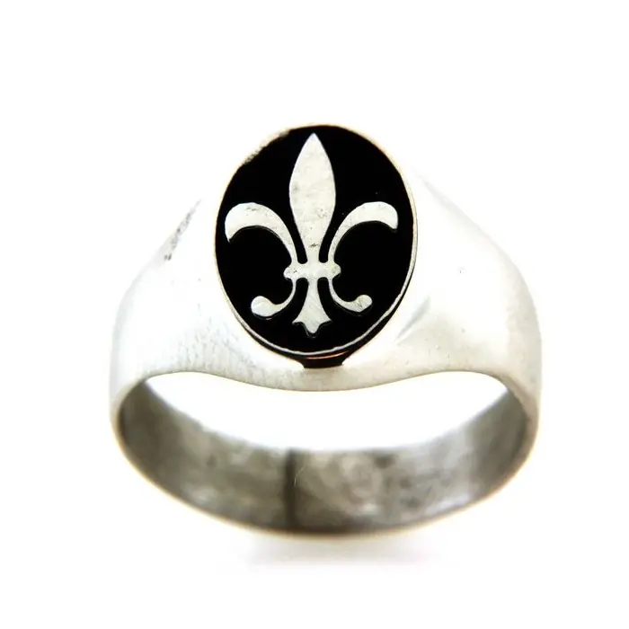 Bon Marché Chevalière homme fleur de lys en argent 925/1000e