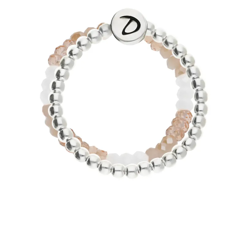 Livraison Gratuite BAGUE DOUBLE ÉLASTIQUE BEIGE-ÉCRU Argent 925