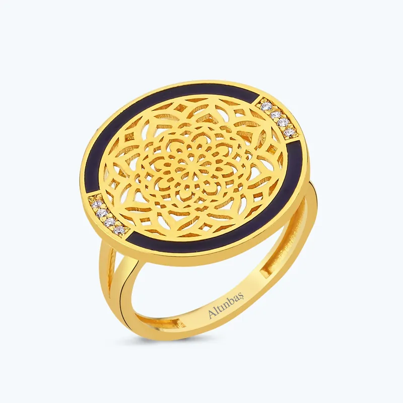 22K Bague Or Mandala Authentique