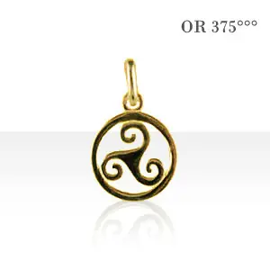 TRISKELL PLAT ENTOURAGE Or 375°°° | Or 9 carats | PENDENTIF TRISKEL | BIJOUX BRETONS | MADILAR Nouveauté