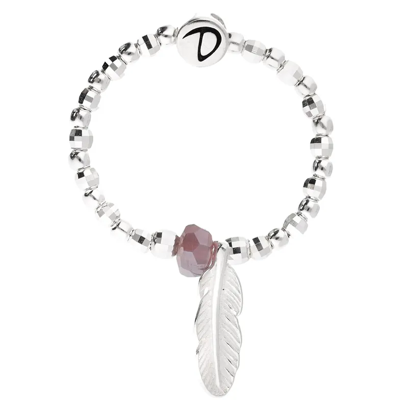 BAGUE ÉLASTIQUE PLUME EVORA PERLE VIOLETTE Haute Qualité