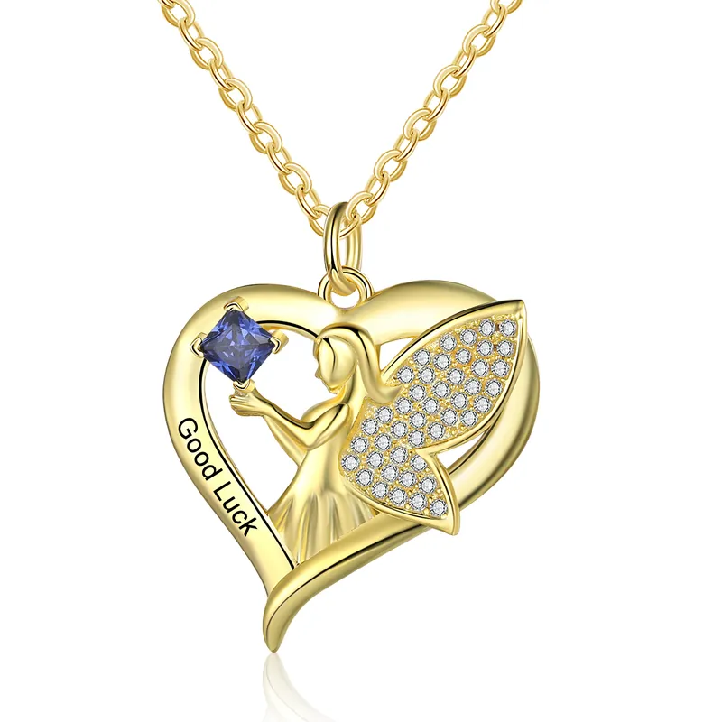 Produit De Marque Collier Cœur avec elfes Prénom Personnalisé avec 1 Pierre de Naissance