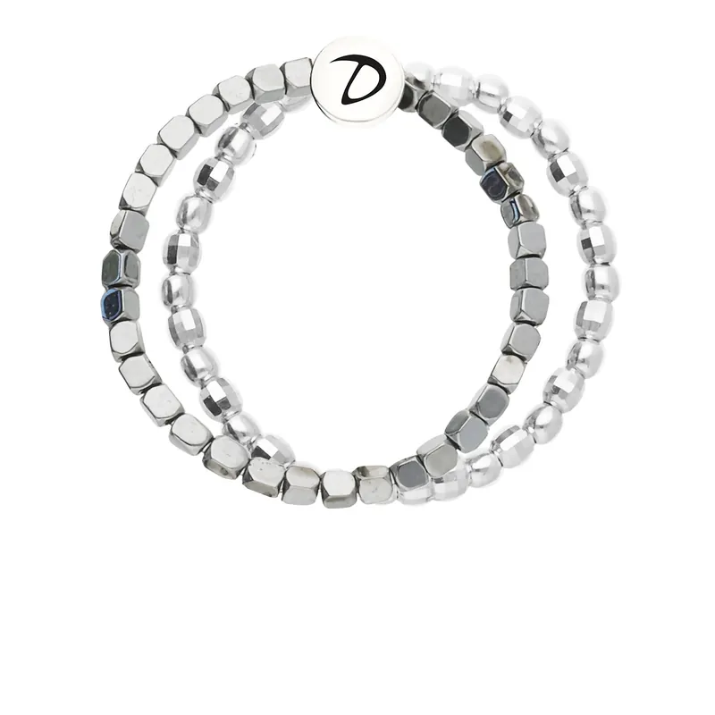 Bague Double Élastique Argent 925Grise Premium