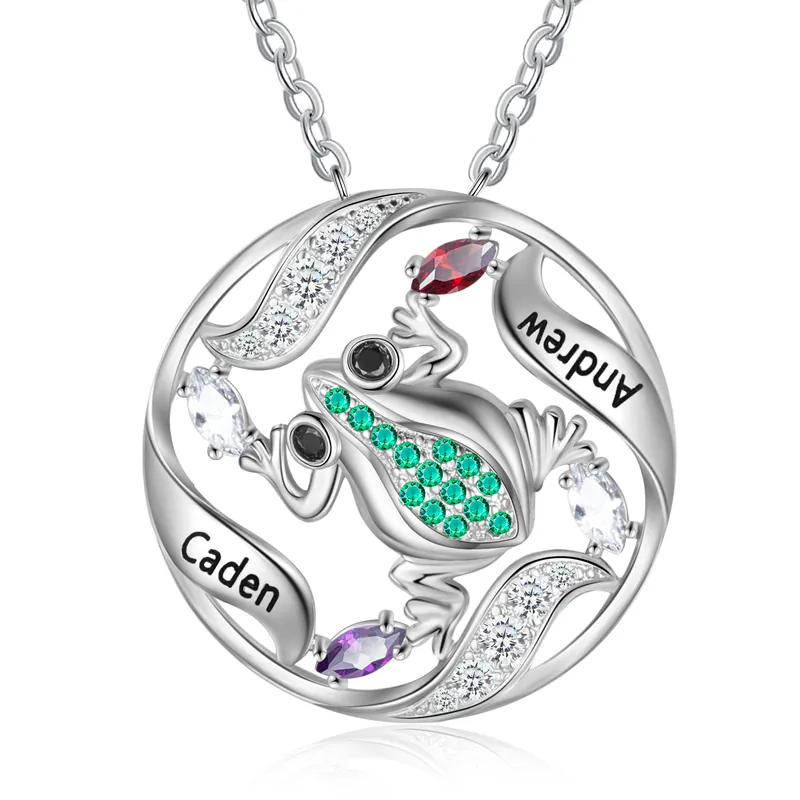 Collier grenouille 2 Prénom Personnalisé avec Personnalisé 2 pierres naissance Meilleure Vente