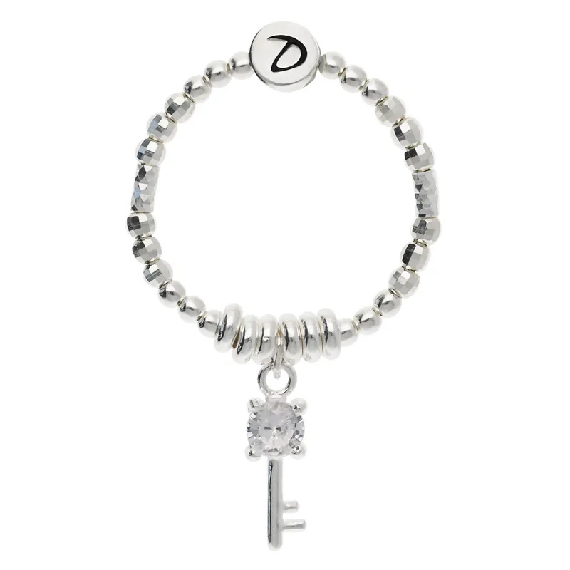 Produit De Marque BAGUE ÉLASTIQUE CLÉ ORNÉ D'UN OXYDE DE ZIRCONIUM Argent 925
