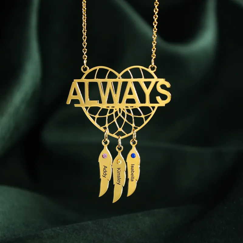 Meilleur Choix Collier Attrape-rêves 3 Prénom Personnalisé avec 3 Pierre De Naissance et texte