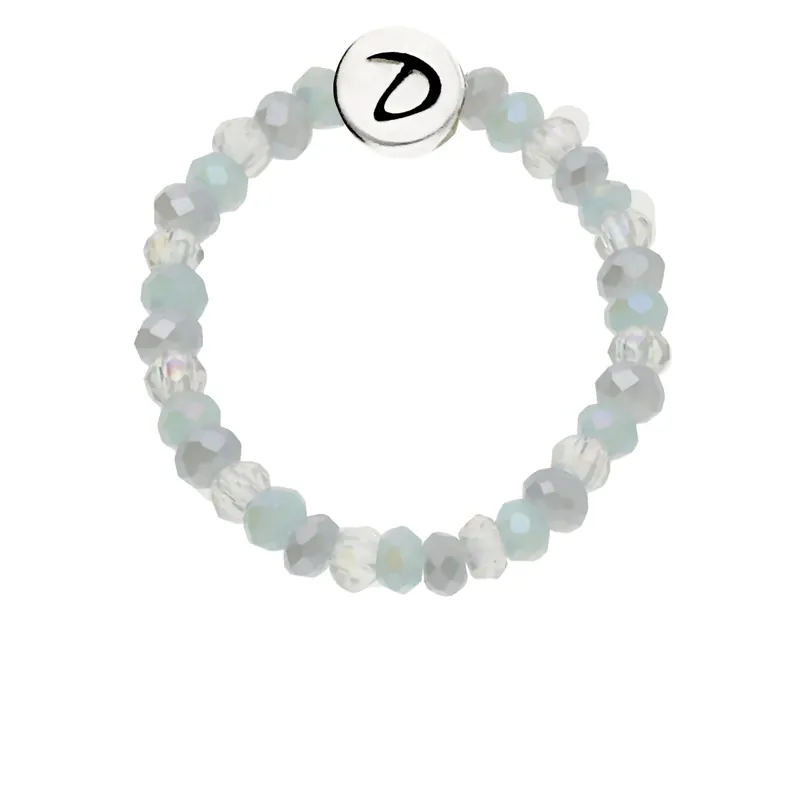 BAGUE ÉLASTIQUE BLEU-CLAIR-GRIS Argent 925 Meilleur Prix