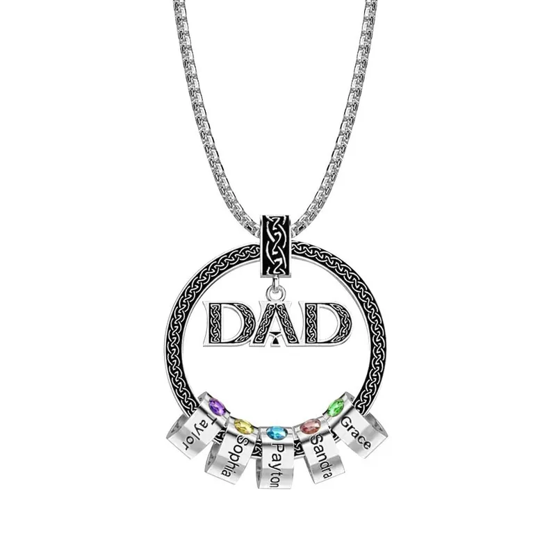 Collier à Breloques 5 Prénom Personnalisé avec 5 Perle pour Papa Collier Homme Garantie Incluse