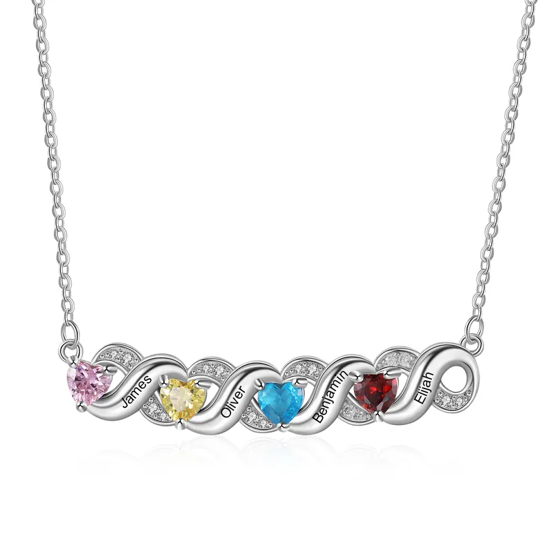 Seulement Aujourd’hui Collier 4 Prénom Personnalisé avec 4 pierre de naissance