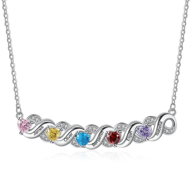 Jusqu’à Épuisement Des Stocks Collier 5 Prénom Personnalisé avec 5 pierre de naissance