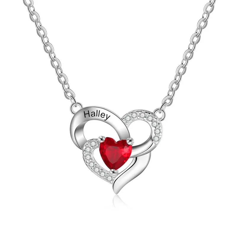 À ma Maman - Collier Prénom Personnalisé Pendentif Cœur avec Pierre de Naissance Artisanat