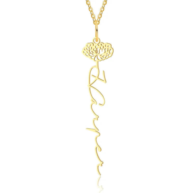Collier prénom personnalisé 12 fleurs de naissance Nouvel Arrivage
