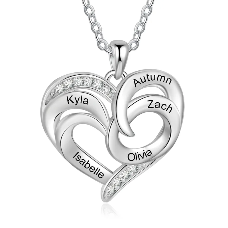 Collier Cœur 5 Prénoms Personnalisé Quantité Limitée