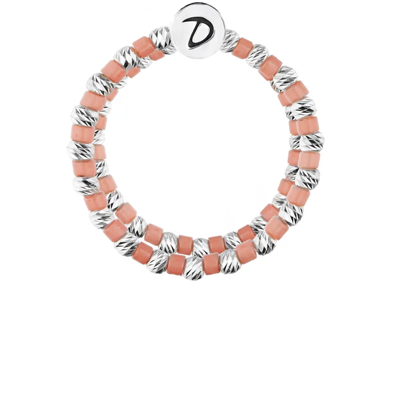BAGUE DOUBLE ELASTIQUE FACETTÉE MIYUKI CORAIL CLAIR Réduction