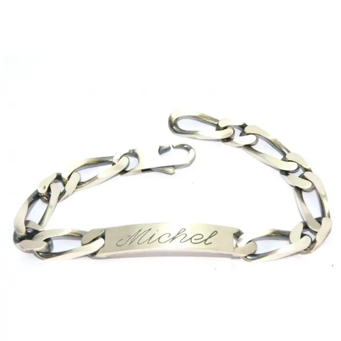 Gourmette argent maille figaro gravure prénom comprise Top Qualité