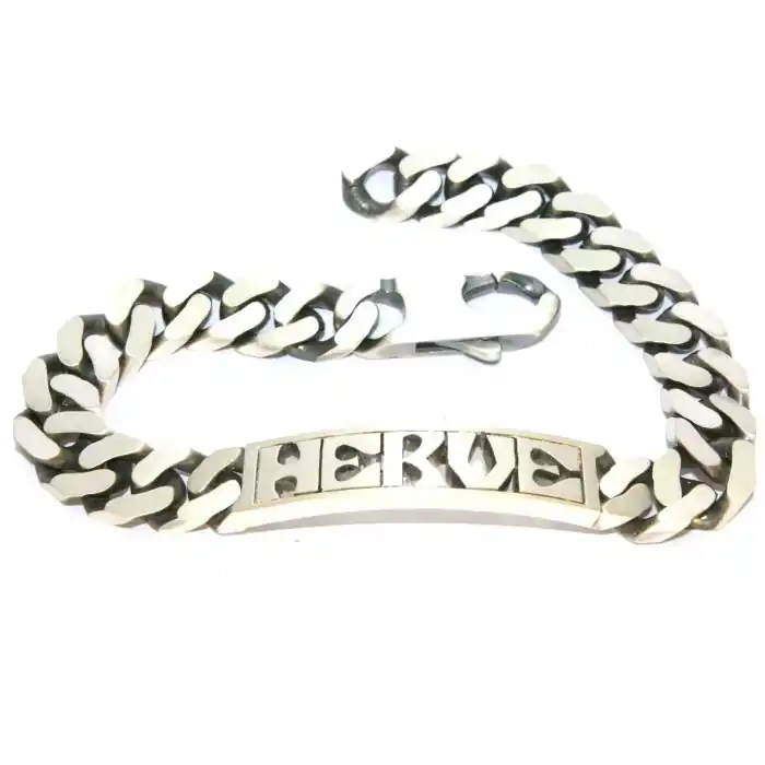 Authentique gourmette argent maille serrée
